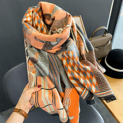 SEVILLE Horse Design Cashmere Blend Pashmina/Shawl - 180 x 65 cms