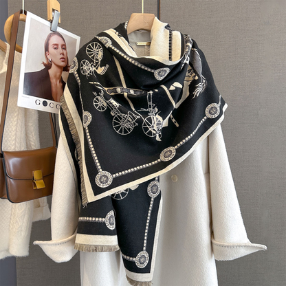 SHERELLE Horse Design Cashmere Blend Pashmina/Shawl - 180 x 65 cms