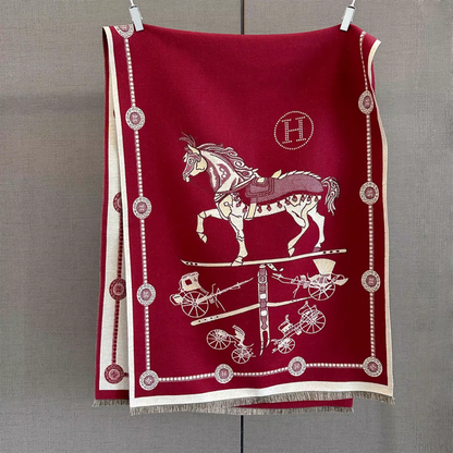 SHERELLE Horse Design Cashmere Blend Pashmina/Shawl - 180 x 65 cms
