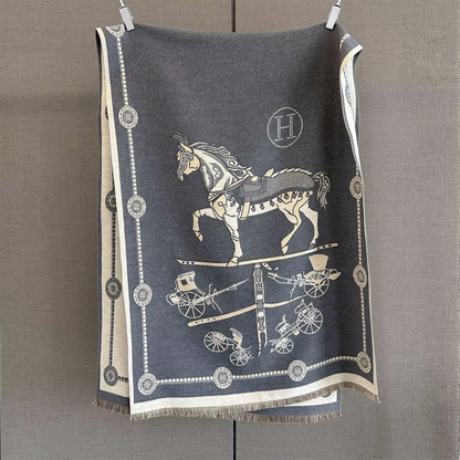 SHERELLE Horse Design Cashmere Blend Pashmina/Shawl - 180 x 65 cms