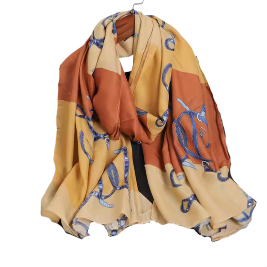 SHILO Horse Design Linen Look Scarf - 180 x 90 cms