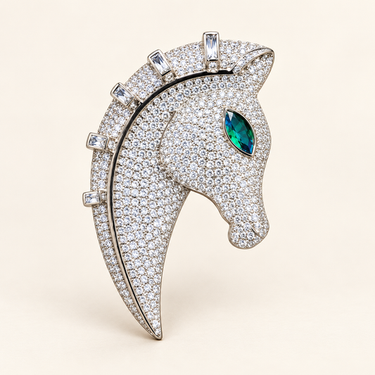 SYBIL Zircon Horse Head Brooch