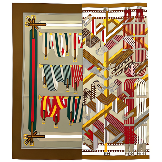 SICILY Horse Design, Hand-Rolled Edge, Twill Scarf - 90 x 90 cms