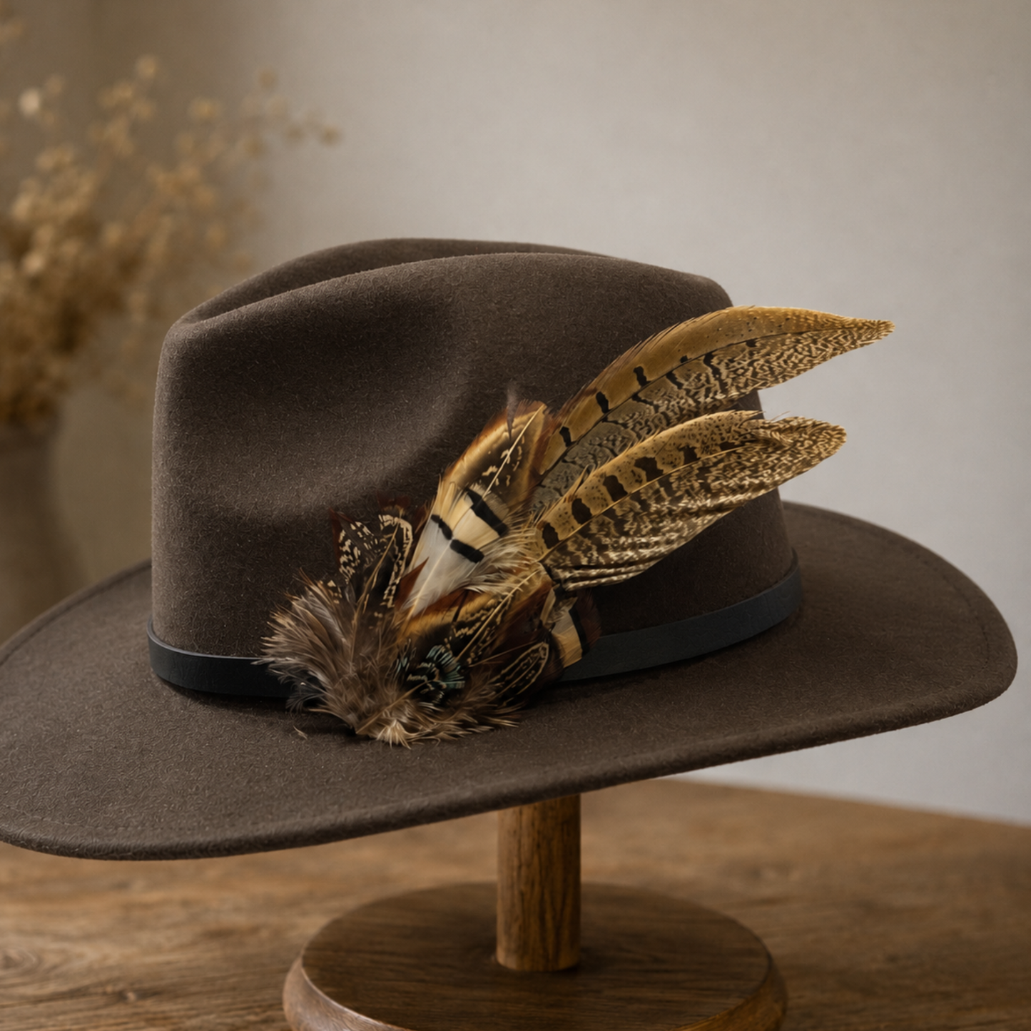 TENBY  Natural Feather Hat Plume with Brooch Pin