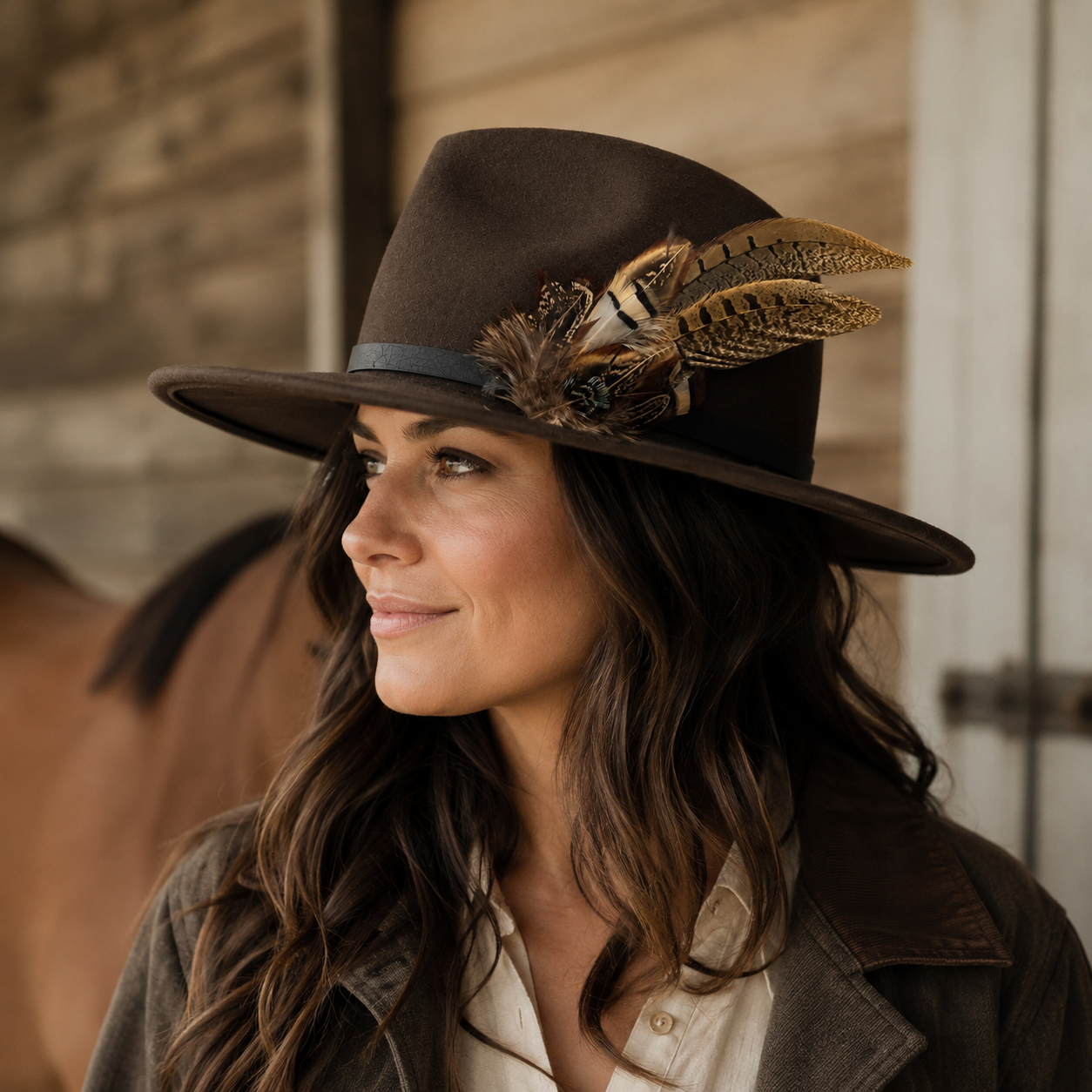 TENBY  Natural Feather Hat Plume with Brooch Pin