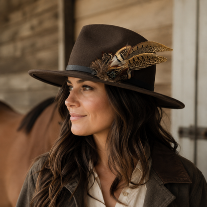 TENBY  Natural Feather Hat Plume with Brooch Pin