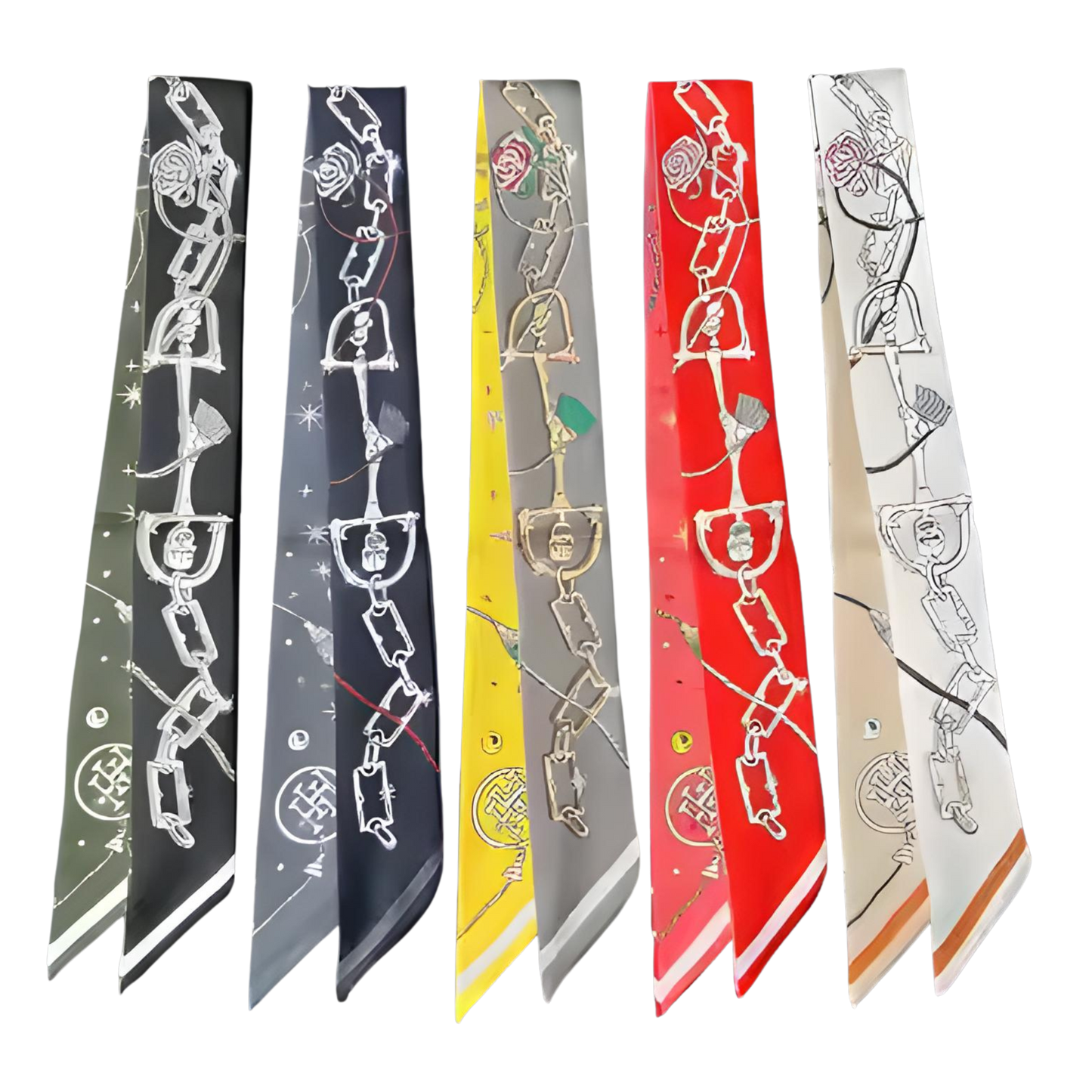 TIRANA Horse Design Twilly Scarf, Hair or Handbag Tie - 85 x 5 cms