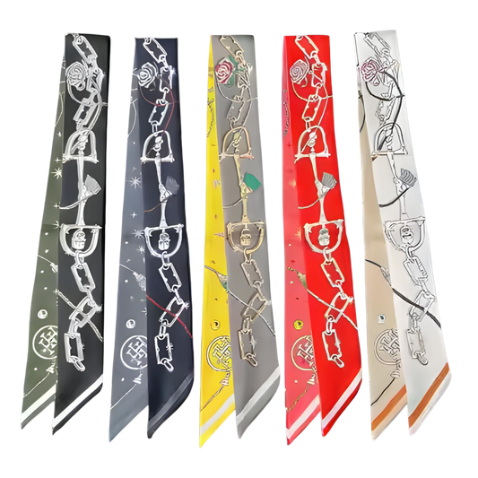 TIRANA Horse Design Twilly Scarf, Hair or Handbag Tie - 85 x 5 cms