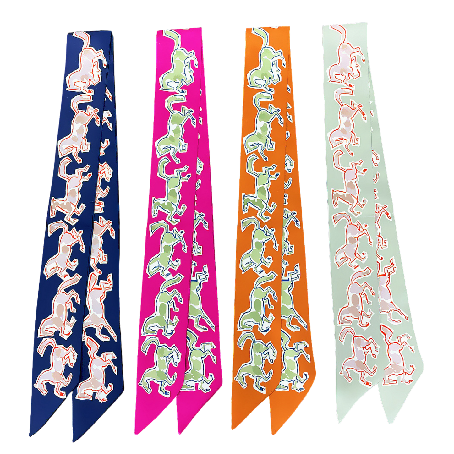 TOULOUSE Horse Design Twilly Scarf, Hair or Handbag Tie - 85 x 5 cms