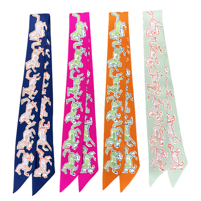 TOULOUSE Horse Design Twilly Scarf, Hair or Handbag Tie - 85 x 5 cms