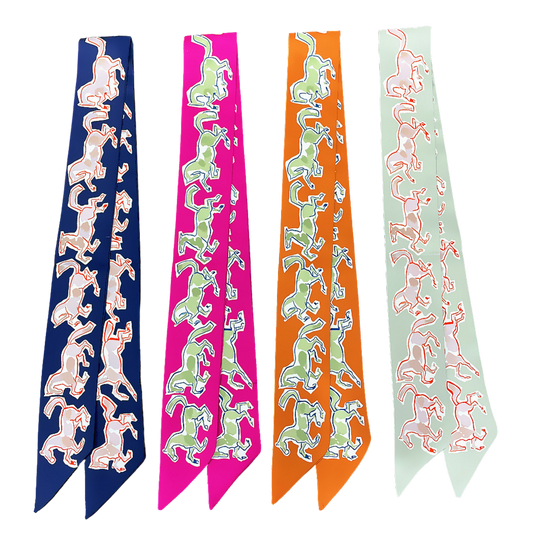 TOULOUSE Horse Design Twilly Scarf, Hair or Handbag Tie - 85 x 5 cms