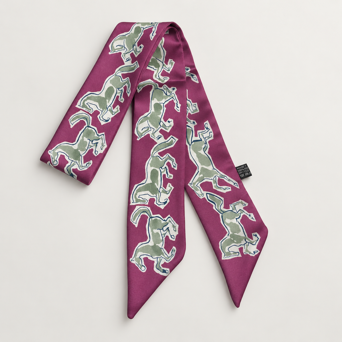 TOULOUSE Horse Design Twilly Scarf, Hair or Handbag Tie - 85 x 5 cm