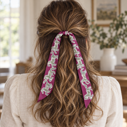 TOULOUSE Horse Design Twilly Scarf, Hair or Handbag Tie - 85 x 5 cm
