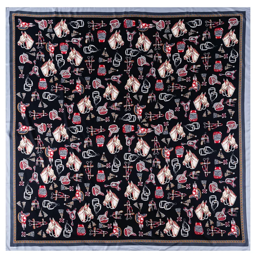 VERA Horse Design, Made-Made Silk Twill Scarf - 130 x 130 cms