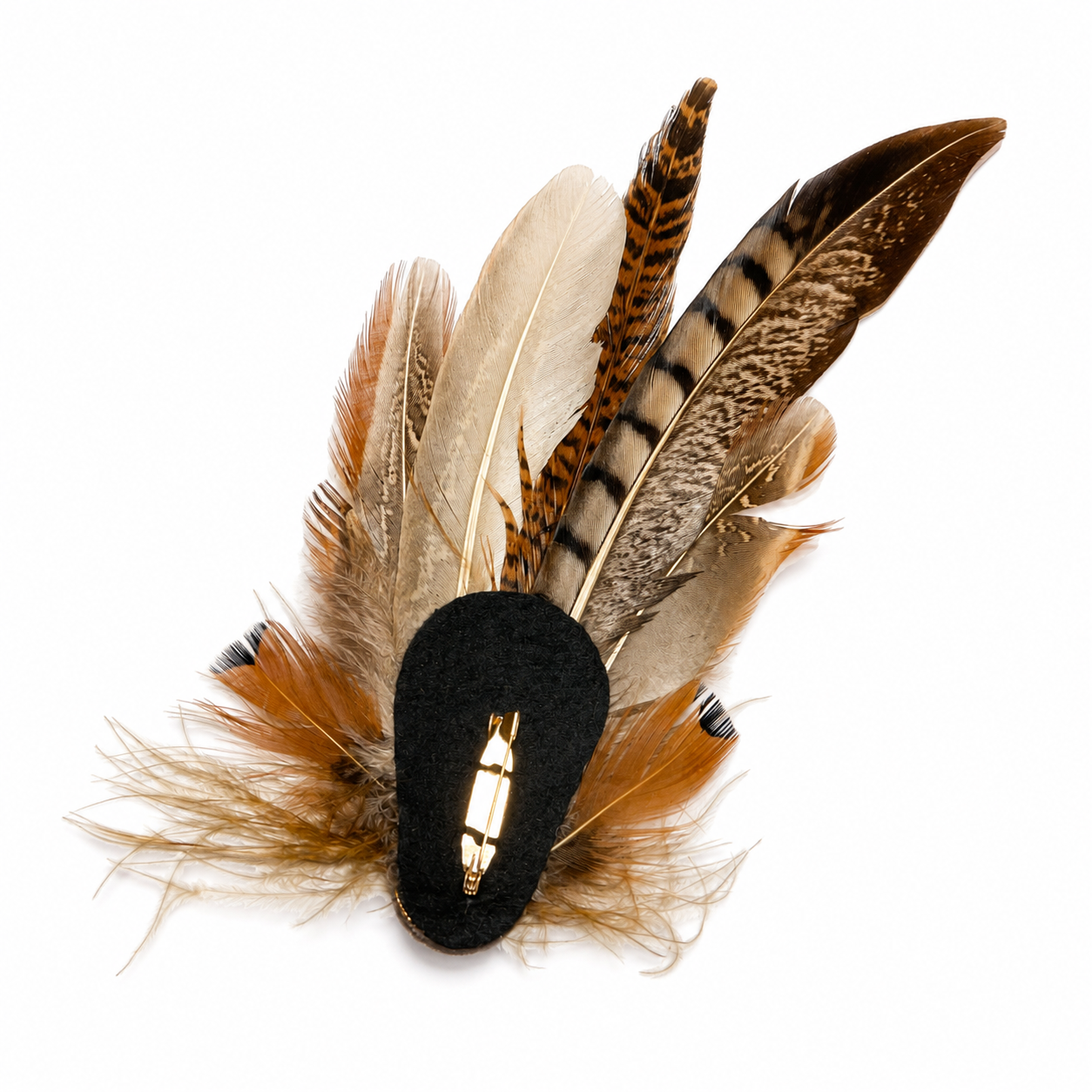 YORK  Natural Feather Hat Plume with Brooch Pin