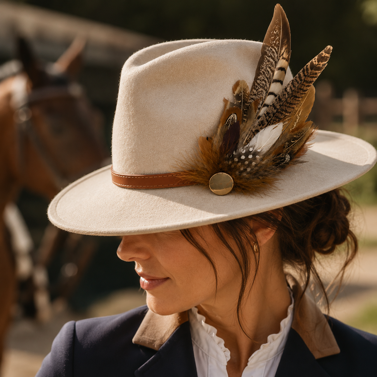 YORK  Natural Feather Hat Plume with Brooch Pin