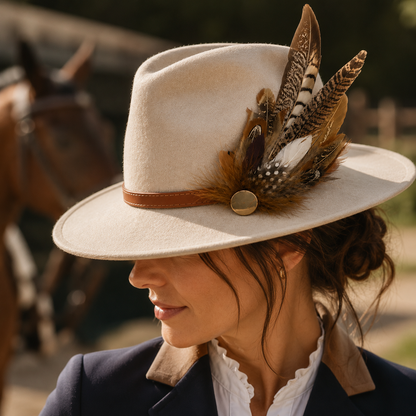 YORK  Natural Feather Hat Plume with Brooch Pin