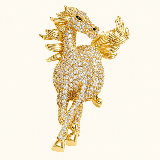 ZELIE Zircon Horse Brooch