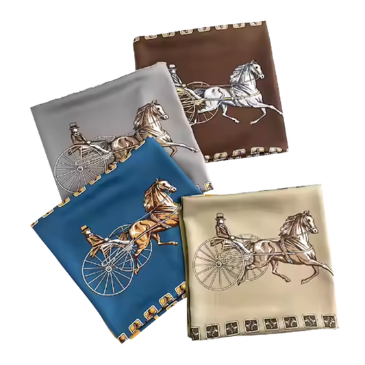ZURICH Horse Design Silk Look Satin Skinny Scarf - 145 X 13 cm