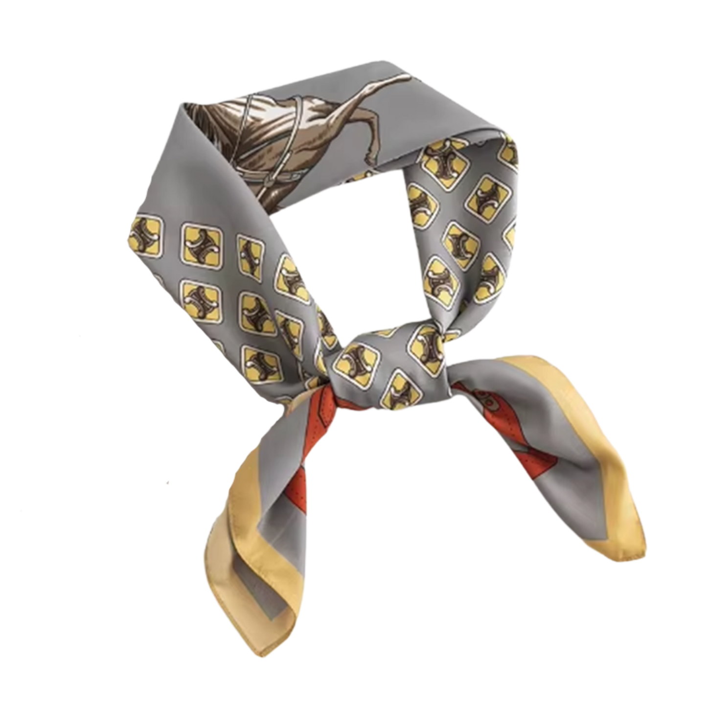 ZURICH Horse Design Silk Look Satin Skinny Scarf - 145 X 13 cm