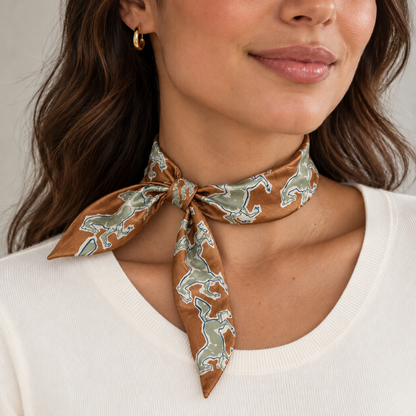 TOULOUSE Horse Design Twilly Scarf, Hair or Handbag Tie - 85 x 5 cm