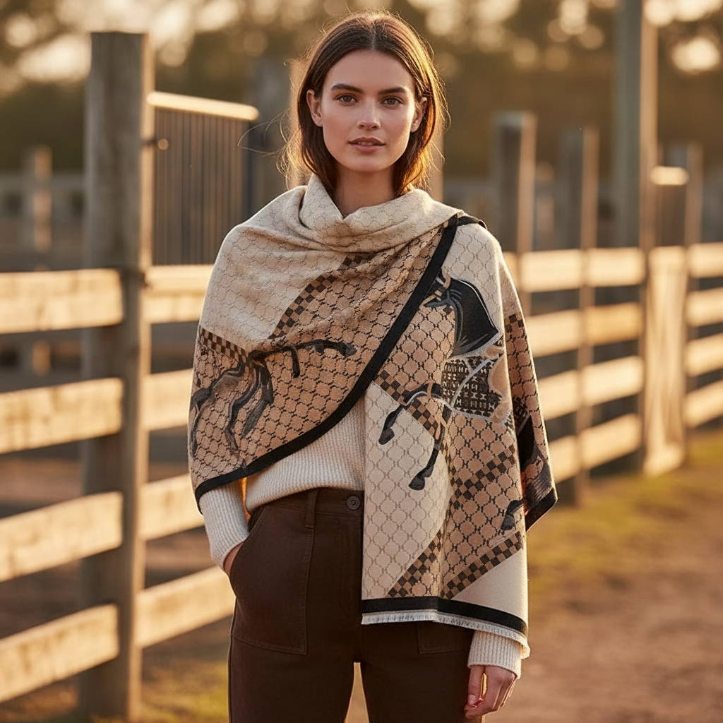 Model shot - SERINA Stone Pashmina
