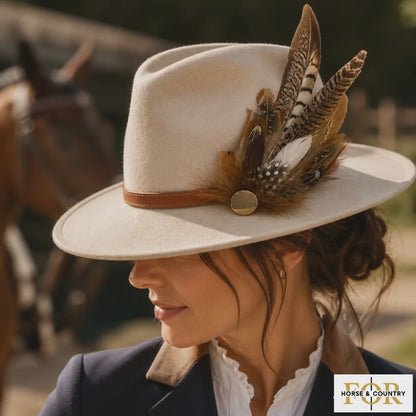 YORK  Natural Feather Hat Plume with Brooch Pin