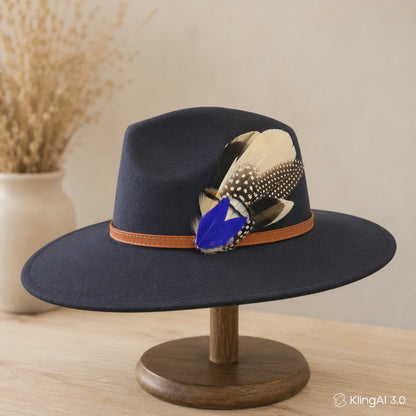 OTWAY Natural Feather Hat Plume with Brooch Pin