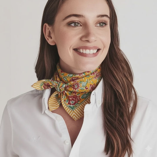 JAIPUR Hand Block Printed Cotton Voile Bandana – 54 x 54 cms