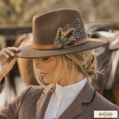COOMBE  Natural Feather Hat Plume with Brooch Pin