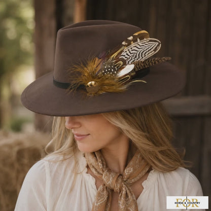 DERBY Natural Feather Hat Plume with Brooch Pin